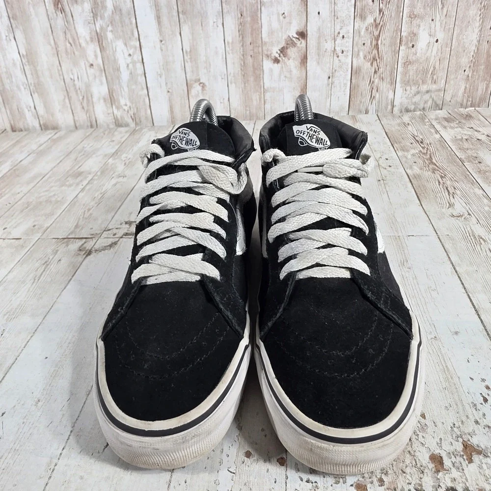 Vans‎ Sk8-Mid Black Rose Embroidered Floral Skate Shoes Womens 7 Mens 5.5